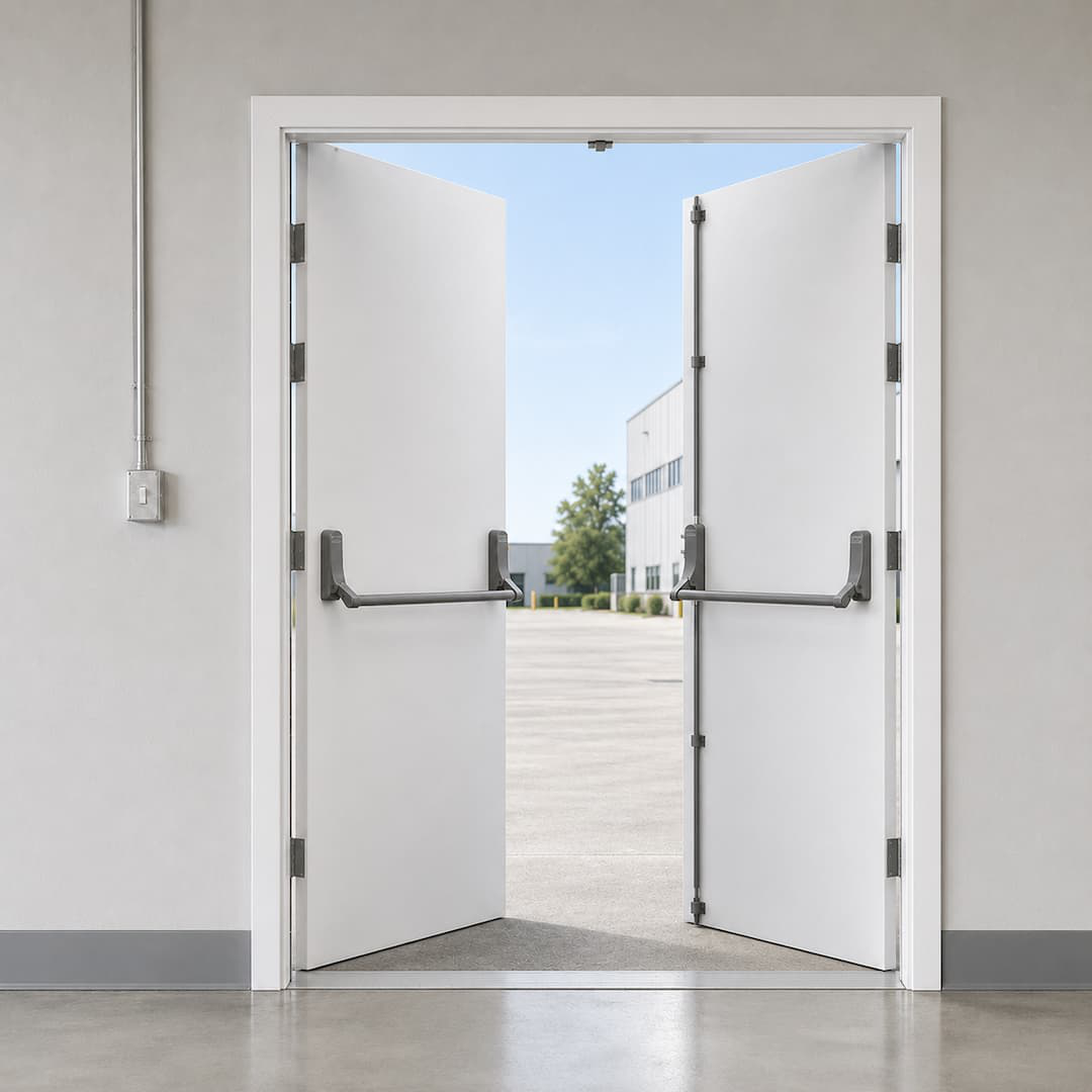 Exidor 285a Adjustable Double Door Panic Bar Installation Example