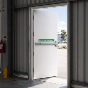 Single Fire Exit Door & Frame White Internal Install Example