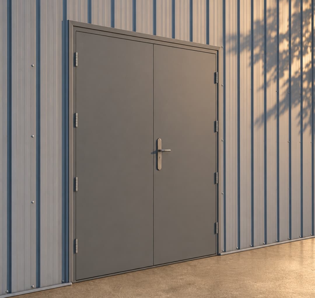 Double Steel Door & Frame Basalt Grey Install Example