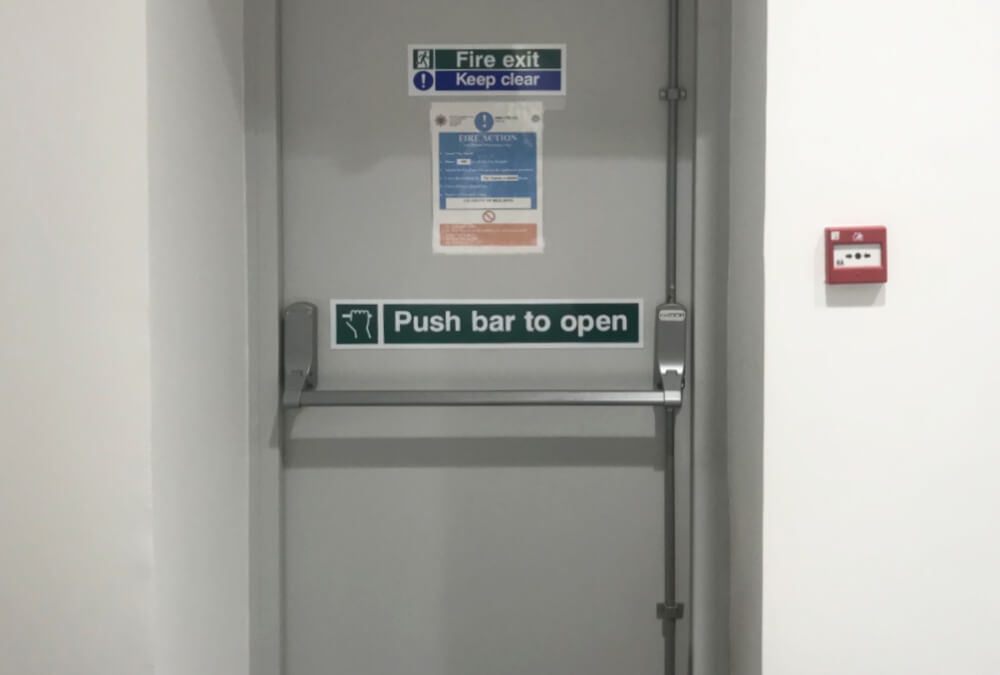 White fire exit door