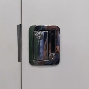 External view of container door flush handle