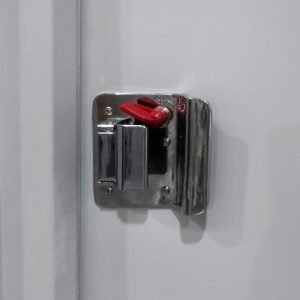 Internal view of container door flush handle