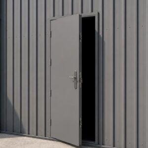 Single Steel Security Door & Frame Basalt Grey Install Example