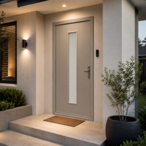Security Front Door & Frame Gully Glazed Install Example