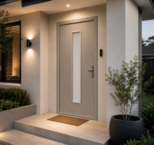 Security Front Door & Frame Gully Glazed Install Example