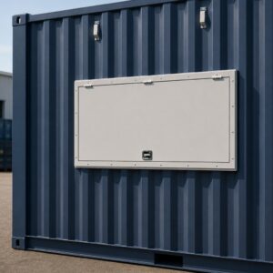 Container Wall Hatch Blue Install Example