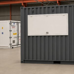 Grey Container Wall Hatch Closed Example