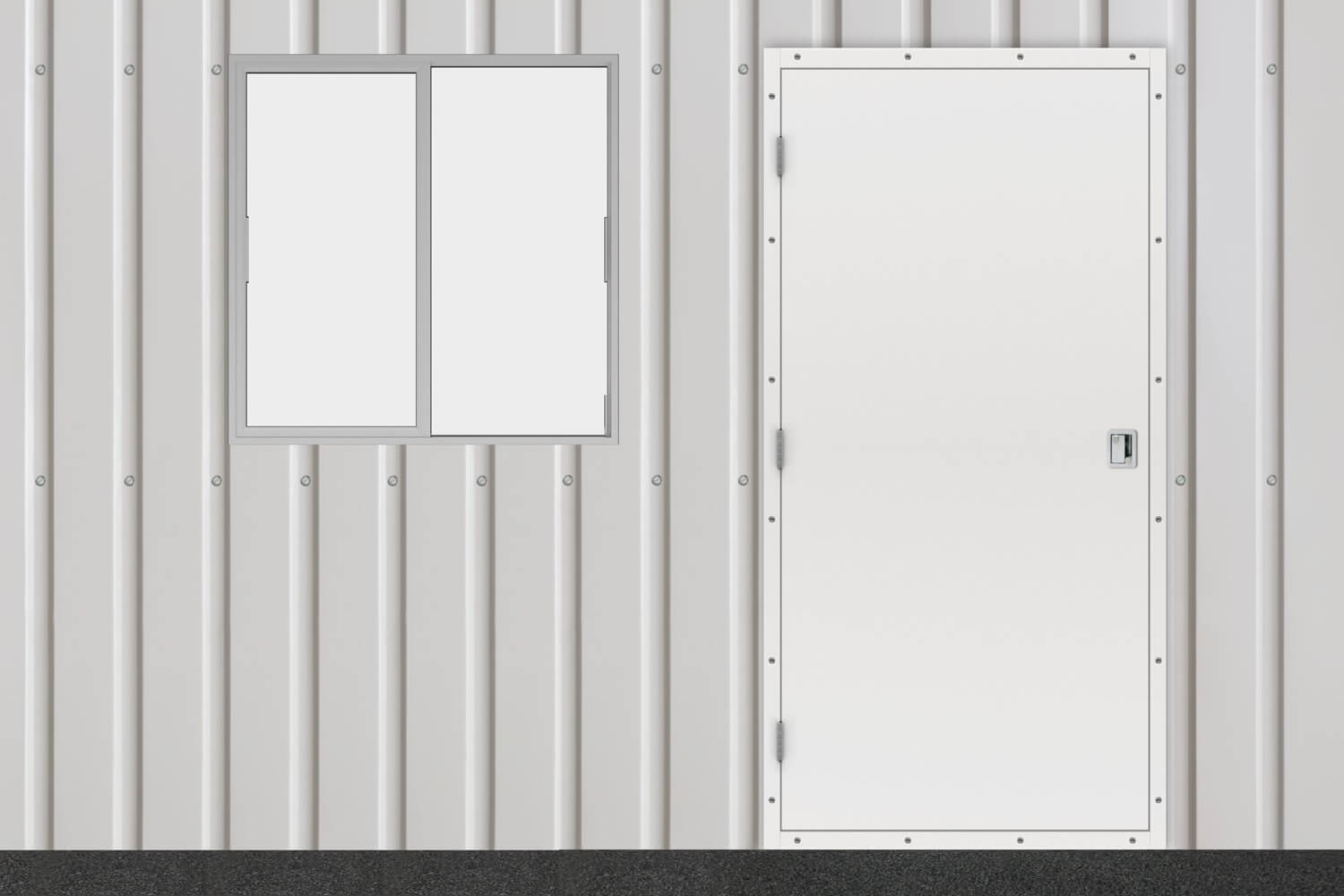Container on contruction site with heavy duty container doors