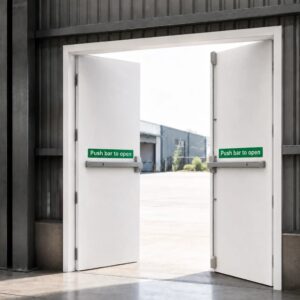 Double Fire Exit Door & Frame White Internal Install Example