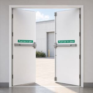 Double Fire Exit Door & Frame with 4 Hinges