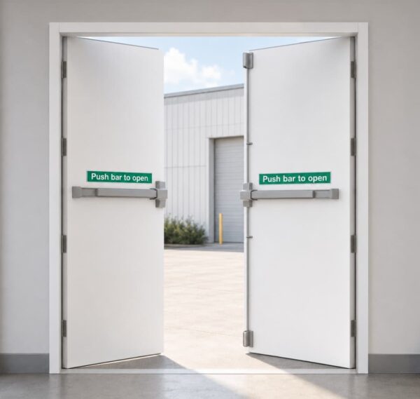Double Fire Exit Door & Frame with 4 Hinges