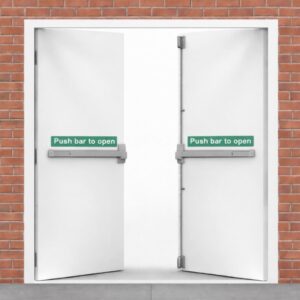 Double Fire Exit Door and Frame - Surfmist White