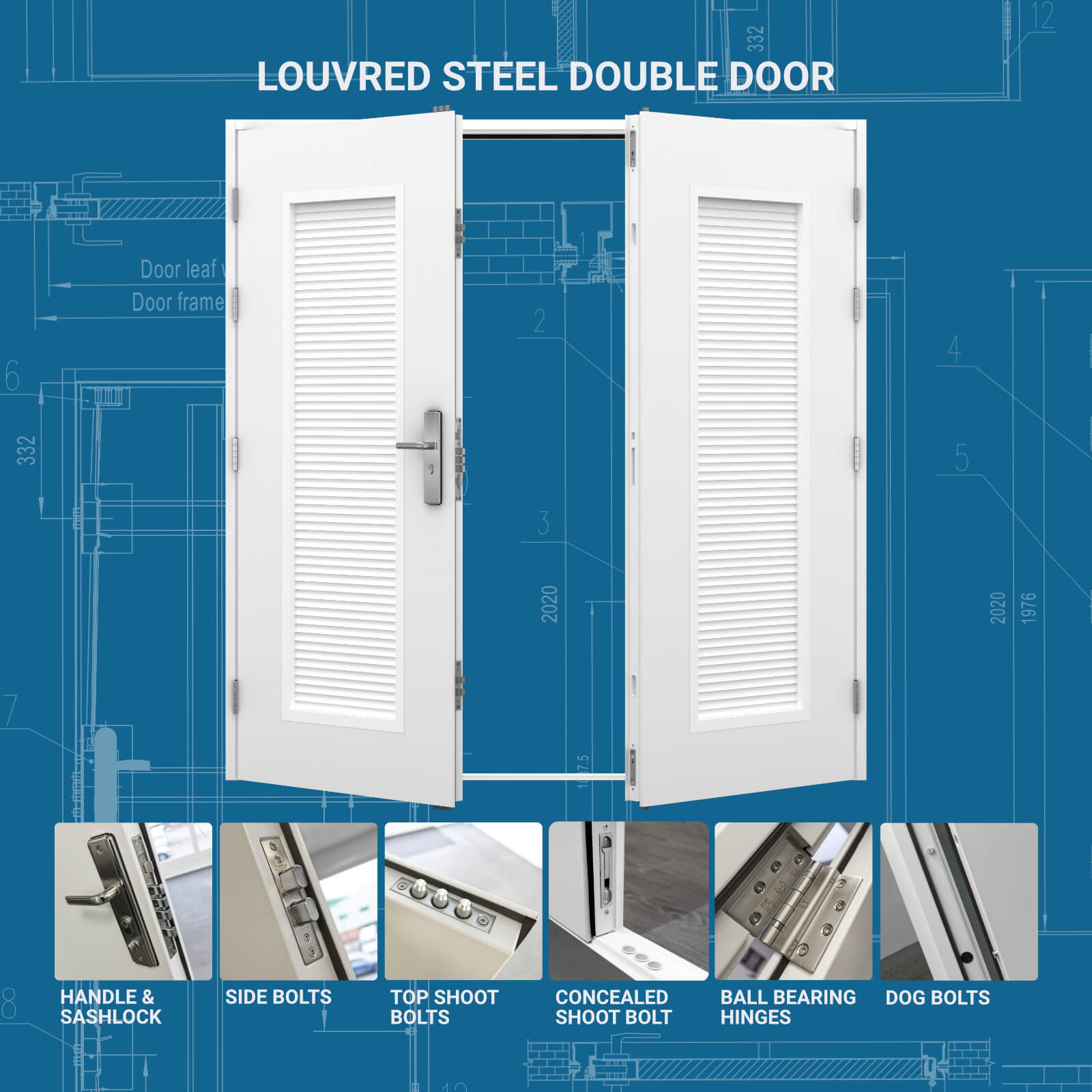 Steel Air Vent Double Door & Frame - Image 9
