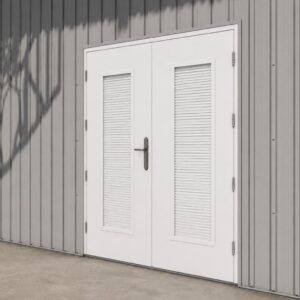 Steel Air Vent Double Door & Frame White Install Example