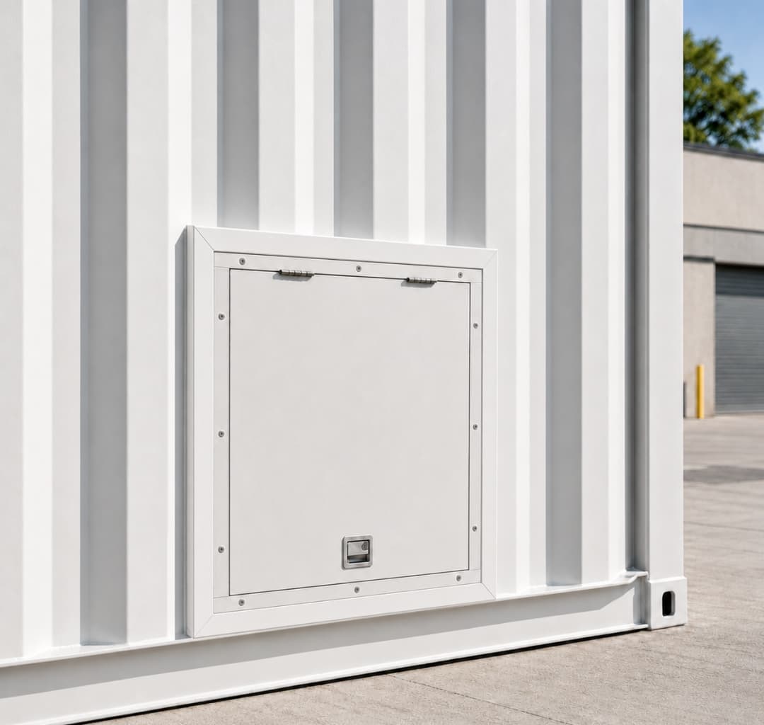 Container Access Hatch White Install Example