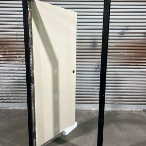 CLEARANCE Shed & Donga Door and Frame - 4-SIDED FLANGE - 990 x 2095 - RHO - PAPERBARK DOOR & BLACK FRAME & TRIMS - DORMAKABA LEVER HANDLE
