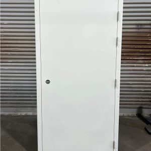 CLEARANCE - Shed & Donga Door and Frame990 x 2095 - BLANK - DONGA - PERSONNEL - RHO - SURFMIST WHITE - DORMAKABA HANDLE
